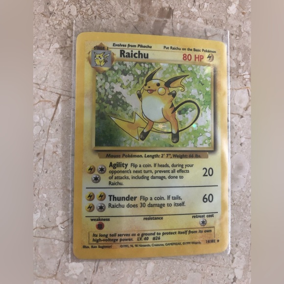 1990’s vintage holo Raichu Pokémon card 14/102 - Picture 2 of 5